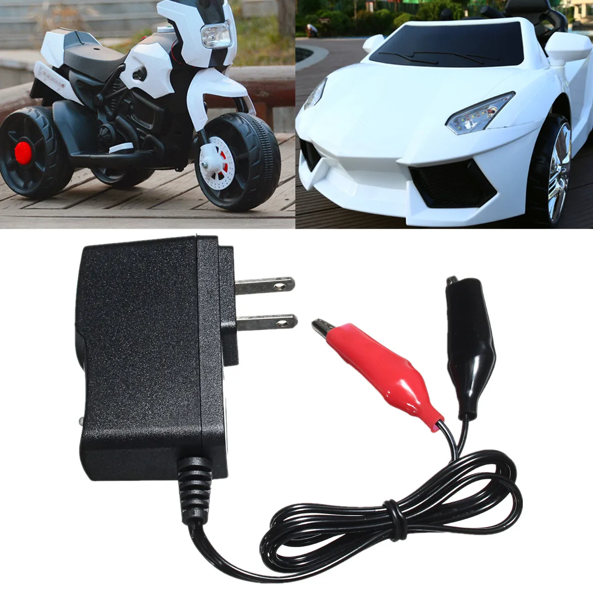 Car Battery Charger Adapter 6V/1A 7Ah Kroak US Plug Sealed Lead Acid Rechargeable Bicycle Toy Car Storage Scooter Power Charger