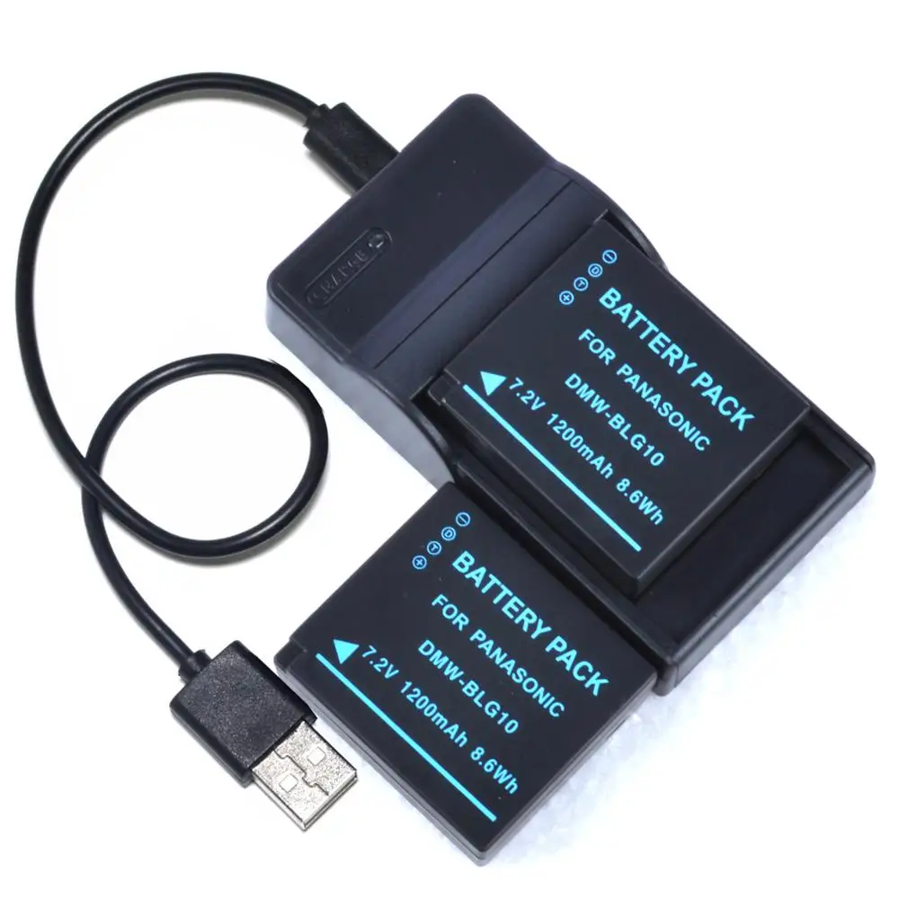 2 шт. DMW-BLE9E BLE9PP BLG10E Батарея+ USB Зарядное устройство для цифрового фотоаппарата Panasonic DMC-GF3 DMC-GF5 DMC-GF6 DMC-GX7 DMC-GX80 GX85 DMC-LX100 Камера