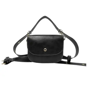 

2019 Women PU Leather Belt Bags Kiss style Women Waist Bag Mini Round Belt Pouch for Ladies Fashion Quilted Leather Fanny Pack
