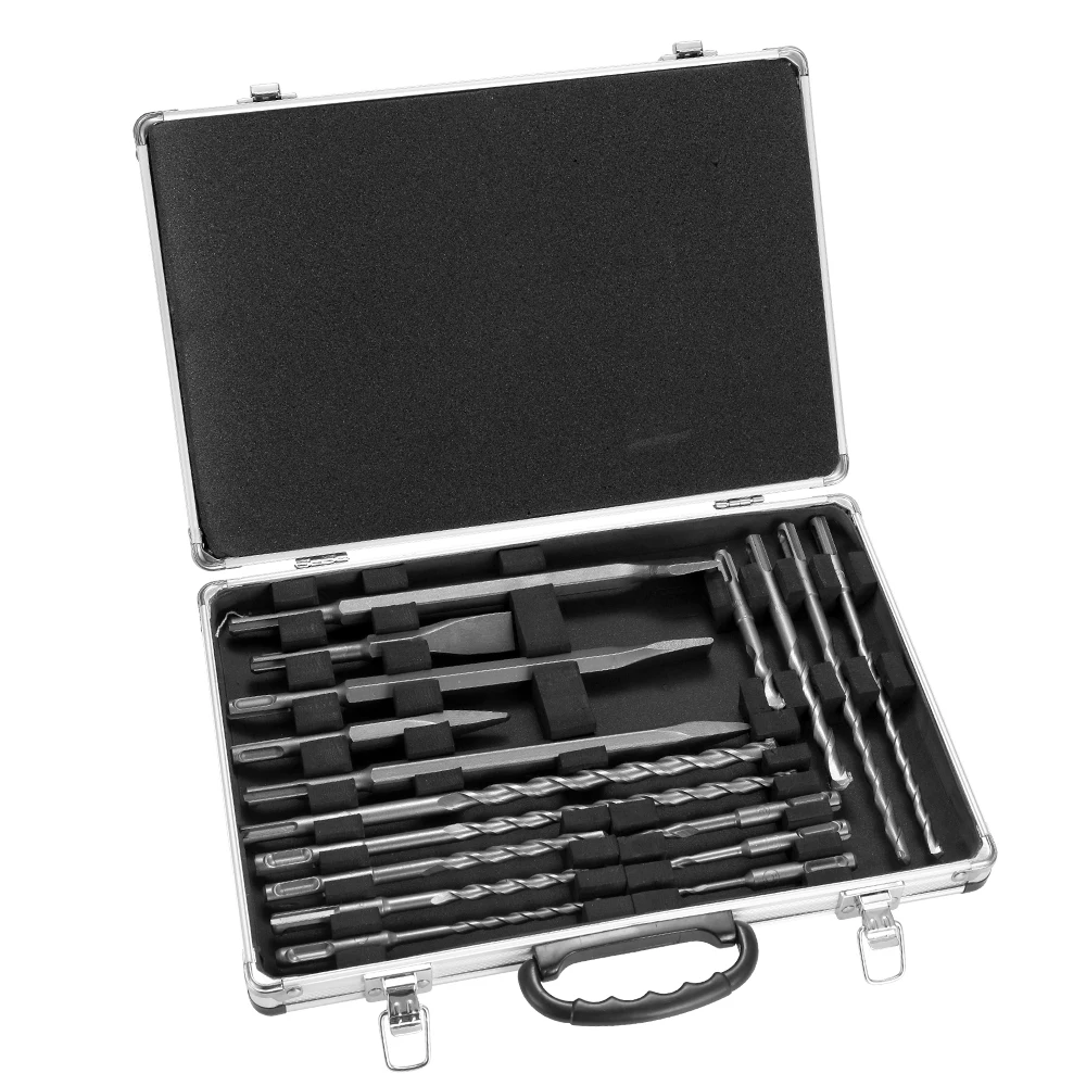 

17pcs SDS Drill Bits and Chisels Set for Electric Rotary Wall Grooving Tools Electric Hammer Drill Bits Aluminum Box Kit