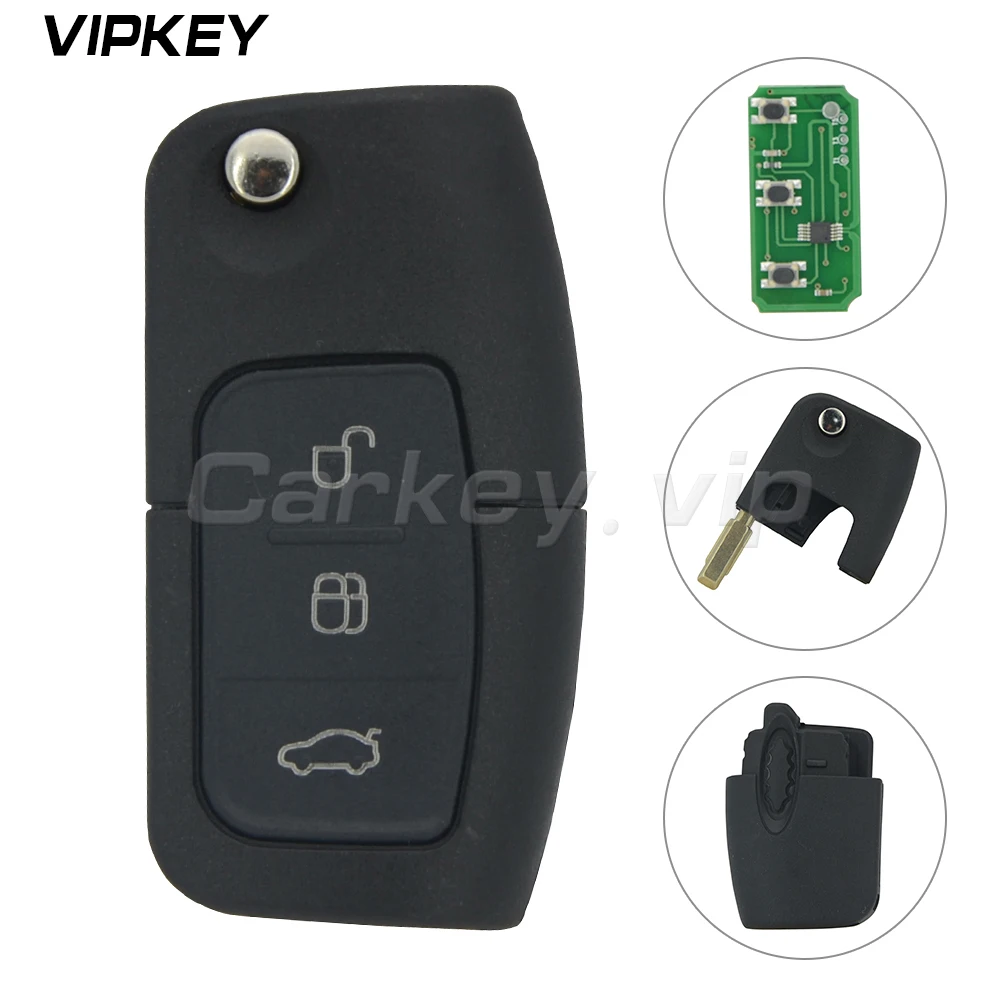 

Remotekey for Ford Mondeo Focus Fiesta C Max Flip remote car key 4D60 chip 3 button 433 mhz FO21 car key