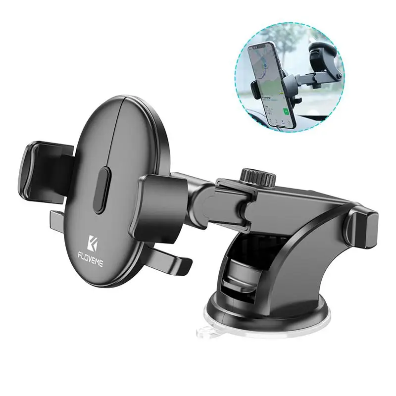 

Black Car Phone Holder 360 Rotation Windshield Fixed Phone Outlet Adjustable Mount Car Navigation IPhone Induction Stand