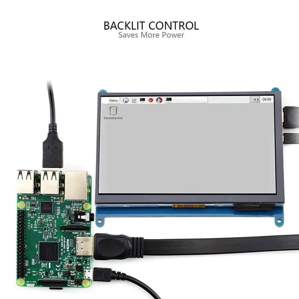 7 дюймов Full View ЖК дисплей IPS сенсорный Экран для Raspberry Pi 1024*600 HD HDMI Дисплей емкостный