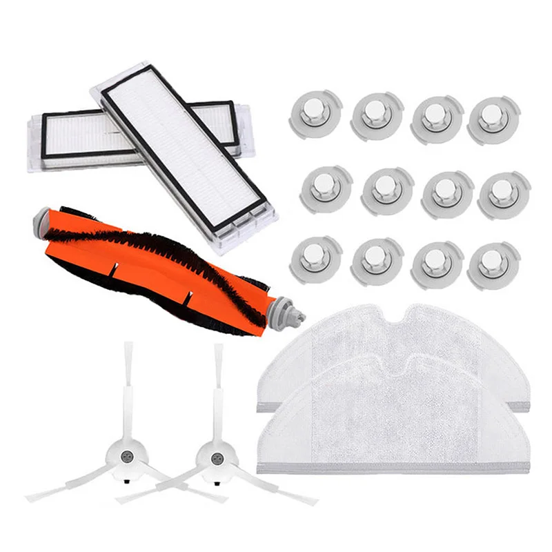 

19pcs/Lot Side Brush & Hepa Filter & Main Brush & Mop Cloths & Water Tank Filter Parts For Xiaomi Roborock S50 S51 Replacement