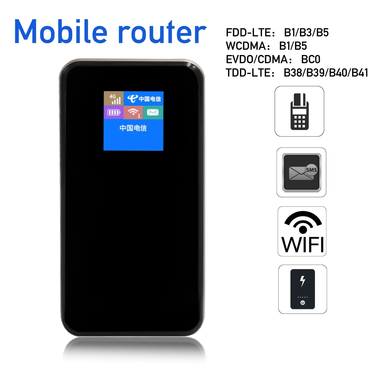 

Unlockeds Mobile Wireless WiFi 4G 3G LTE FDD/TD 150Mbps Mobile WiFi Router 8800mAh Power Bank LCD