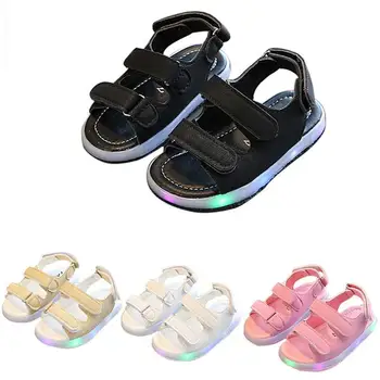 

New Summer Baby Boys And Girls Sandals Led Lights Casual Shoes Newborn Soft Bottom Shoes Breathable Sneakers Fashion Glowing