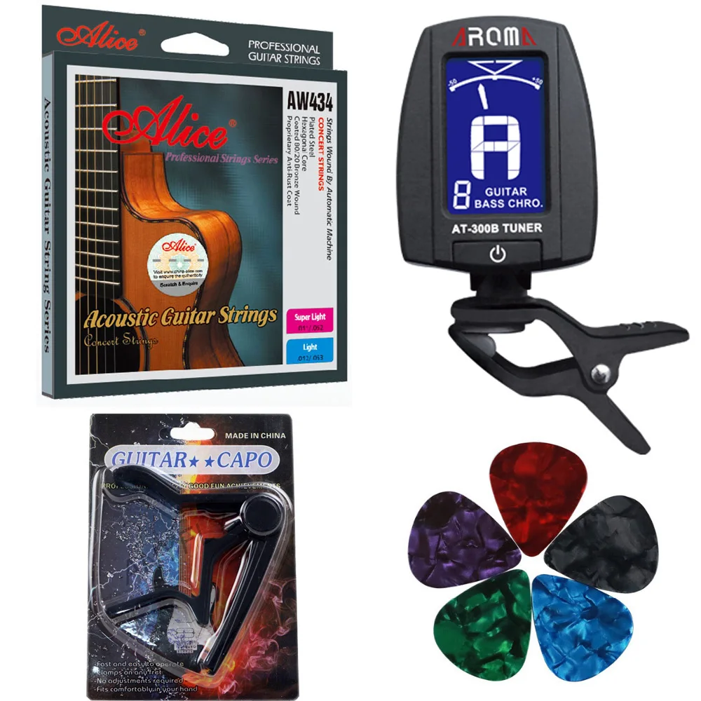 Capo Kit PLUS Metal Trigger Capo with Tuner, 6 Acoustic Guitar