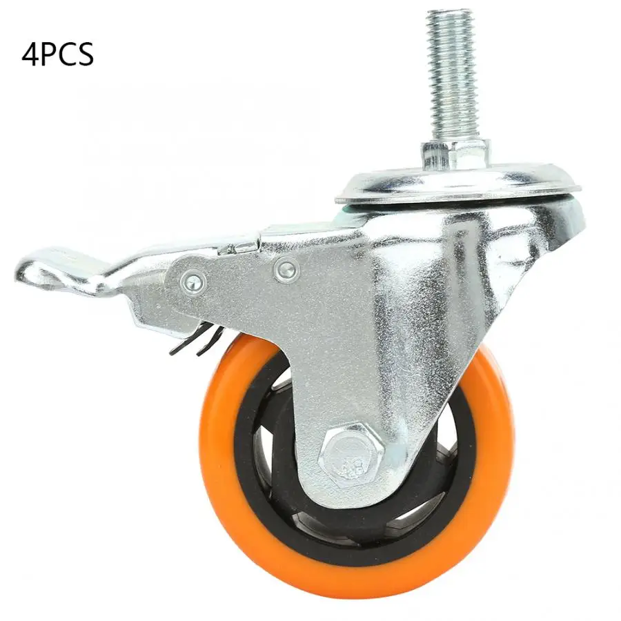 

wheel chair 4pcs 3 inch Orange Universal Swivel Bearing Caster Wheels for Trolley Light Cars with Brake caster wheels