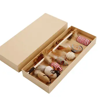 

Creative Cute Pet Toys Mice Cat Toys Set Mouse Kitten Funny Catcher Toys with Feather Tails for Cat Kitten Dog Pet