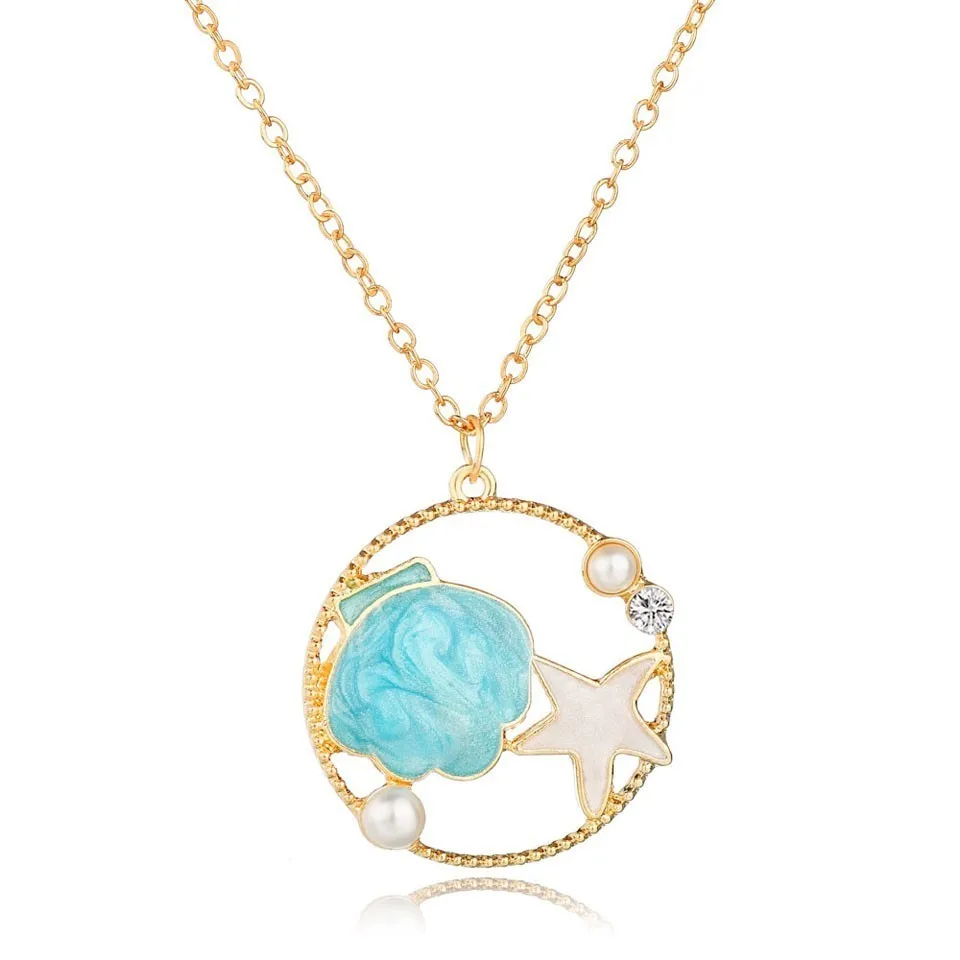

Popular Cute Mussel Star Small Pearl Women Alloy Necklace Great Anniversary Necklace Jewelry Women Fashion Accessories