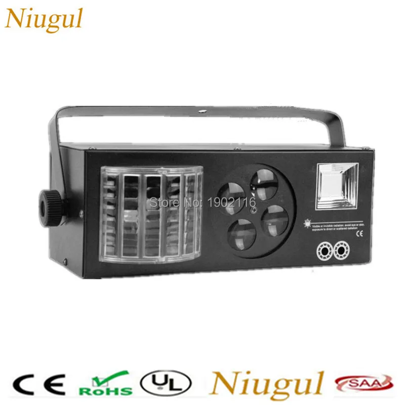 

LED 4in1 Stage Effect Light LED Butterfly Lights RGr Laser 4 Eyes Patterns Gobo Light White Strobe Good For Disco Party DJ Lamp