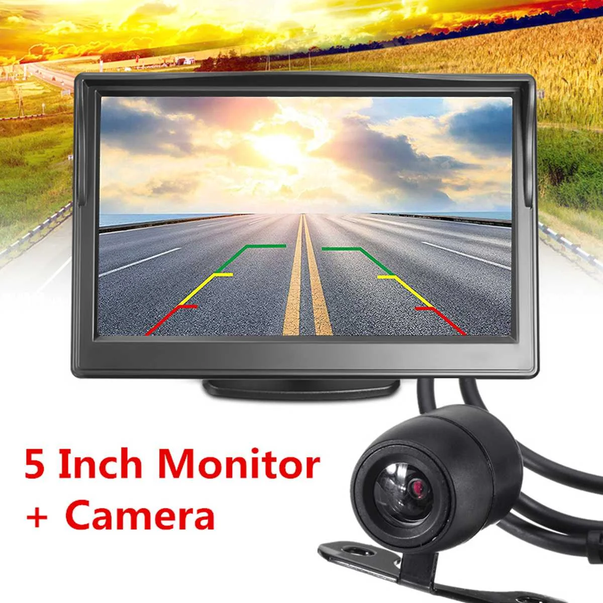 

5 Inch TFT Waterproof LCD Display Car Rear View Backup Reverse Monitor Screen + 170 Degree Parking Night Vision Camera
