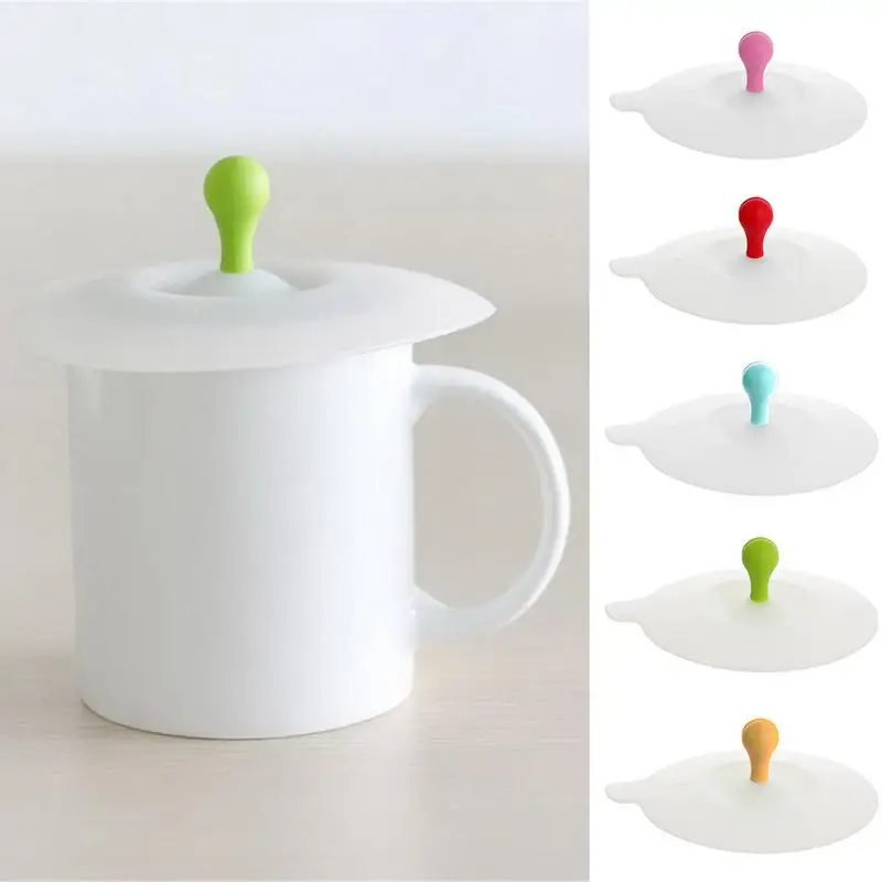 

6pcs Lovely Anti-dust Silicone Clip Spoon Ceramic Cup Cover For Home Lid Cover Leakproof Coffee Lid Airtight Sealed Cup Cover