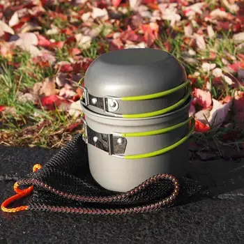 

Outdoor Hiking Camping Cookware Set Aluminium Alloy Cookwear Set With Handgrip Tableware Picnic Tableware Pots Cooking Set