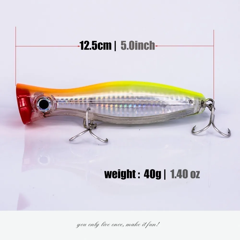 1 Stuks Grote Popper 12Cm 42G Wobbler Vissen Lokken Crankaas Top Water Lokt Lang Schot Visaas Snoekbaars Zwemaas