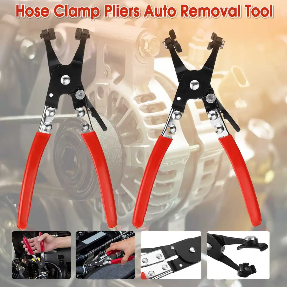 Car Water Hose Flat Band Ring Hose Clamp Pliers Swivel Jaw Auto Removal
