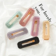 4 шт., заколка "крокодил", геометрическая форма, привлекательная пластиковая блестящая Шпилька, заколка-Утконос, аксессуары для волос, заколка для челки