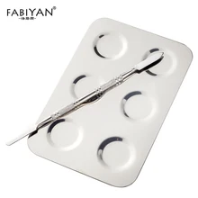 6 нержавеющая сталь с отверстиями для маникюра, палитра с лопаткой стержень набор для макияжа прямоугольная База под макияж принадлежности для нанесения теней набор