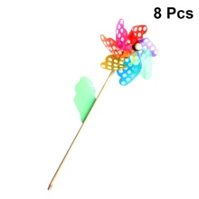 8 шт Pinwheel цвет красочные деревянные полюс Радуга точка пластик DIY крутящаяся игрушка для детей(случайный цвет