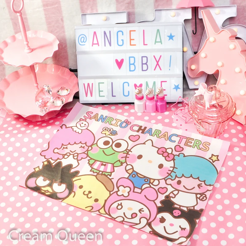

46X32CM Cartoon Soft PU Christmas Tablecloth Cinnamoroll Kuromi Kitty My Melody Little Twin Star Keroppi Waterproof For Kids