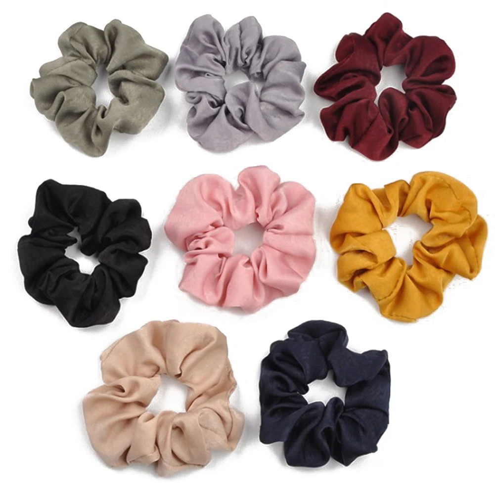 

New arrival Fashion women lovely satin Hair bands bright color hair scrunchies girl's hair Tie Accessories Ponytail Holder