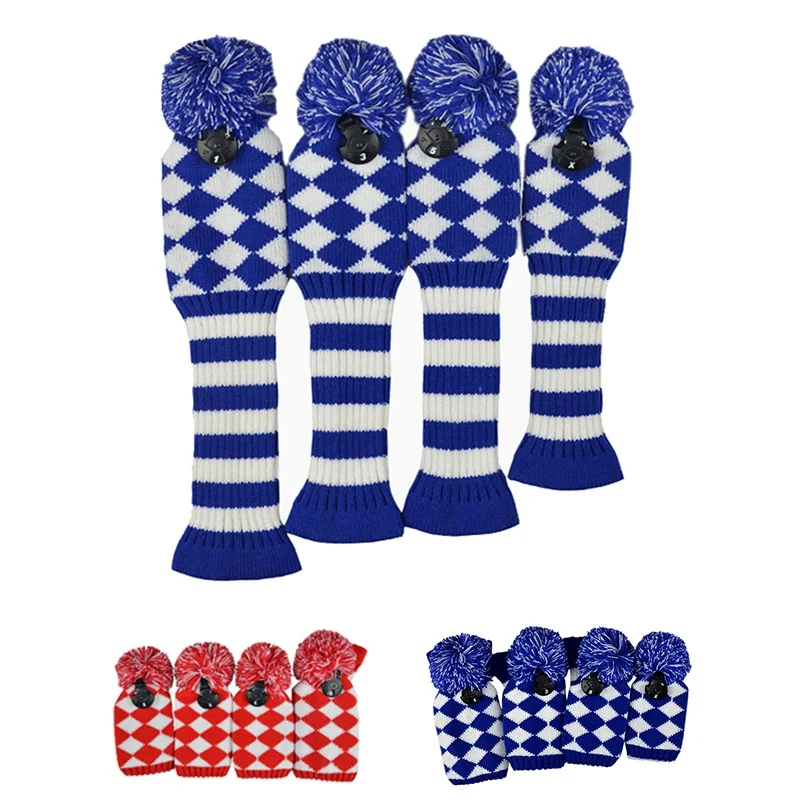 4pcs/set Knitted Wool Knit Golf Clubs Set Pom Sock Covers Dirver/Fairway Golf Club Head Cover Wood Headcovers Golf Accessories 4pcs/set Knitted Wool Knit Golf Clubs Set Pom Sock Covers Dirver/Fairway Golf Club Head Cover Wood Headcovers Golf Accessories