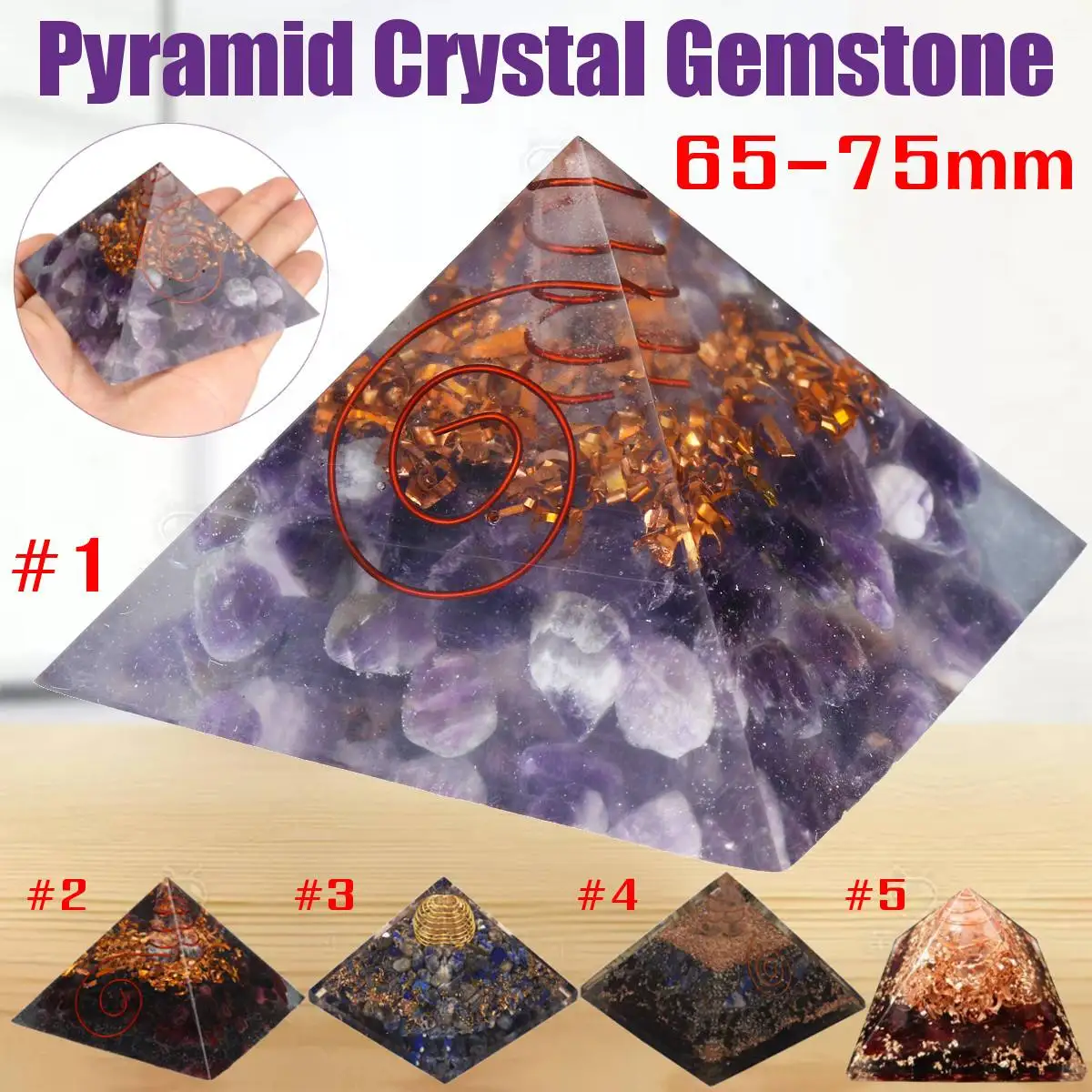 65-75mm Natural Quartz Crystal Pyramid Gemstone Feng Shui Stone Yoga Energy Healing Stone Home Garden Craft Decoration New