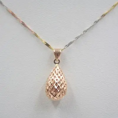 

Best Gift Pure Au750 18K Rose Gold Women's Hollow Drop Pendant 1-1.3g