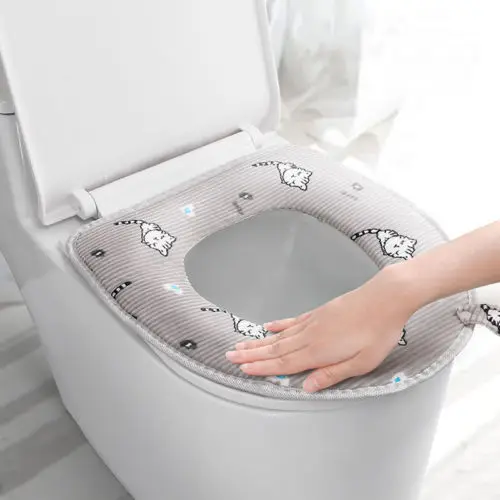 Blue Bathroom Protector Closes tool Soft Warmer Toilet Seat Cover Mat Removable Clode/® Toilet Covers Set