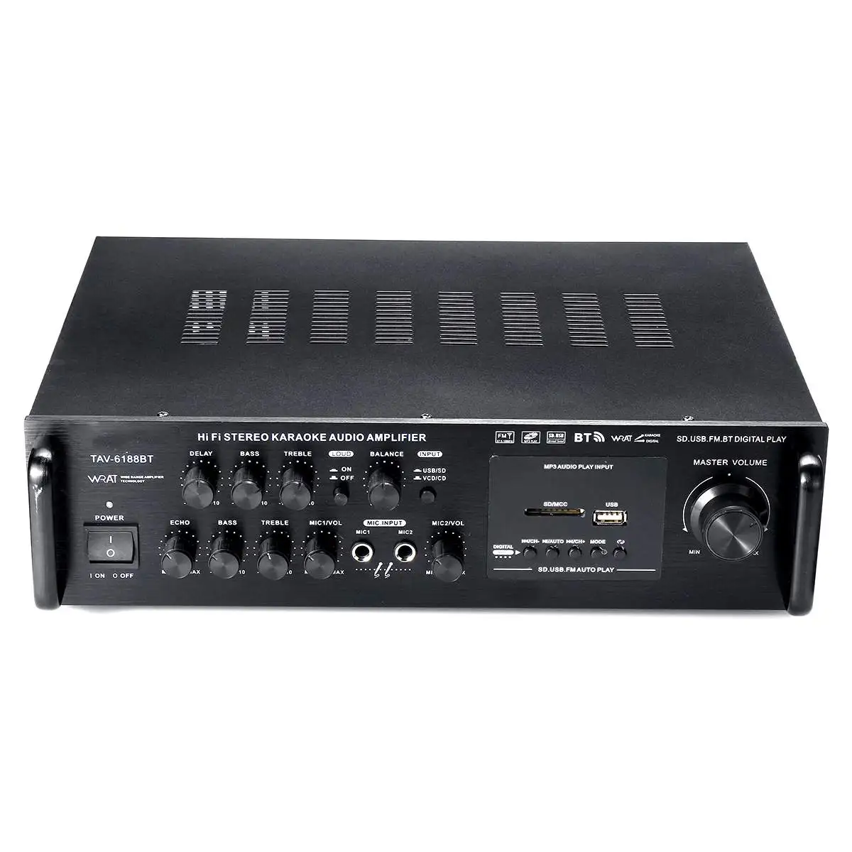 Усилитель мощности для автомобиля 2000 Вт 220 В bluetooth USB SD FM BT|Стереоусилители| |
