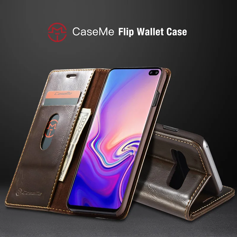 

Leather Wallet For Samsung Galaxy S10 5G Case Flip Book Business Cover for Samsung Note8 Note9 8 S9 Case Card Slot Holder