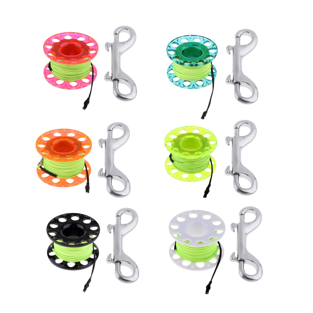 

Underwater Scuba Diving Reel Spool Finger 30M/98.4ft Line Reels Double End Snap Bolt Swivel Clip