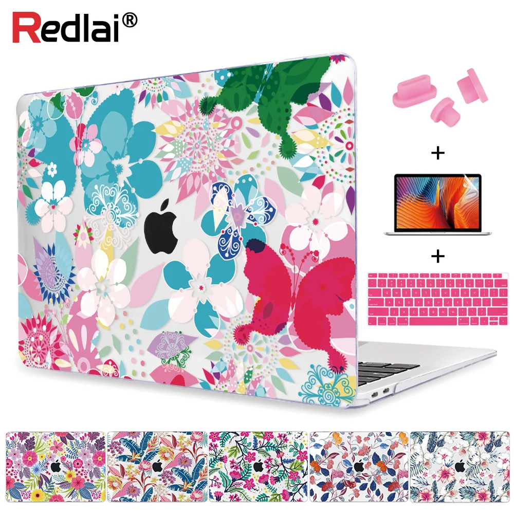 Чехол для ноутбука Redlai Macbook Air Pro retina 11 12 13 15 дюймов с сенсорной панелью и цветочным