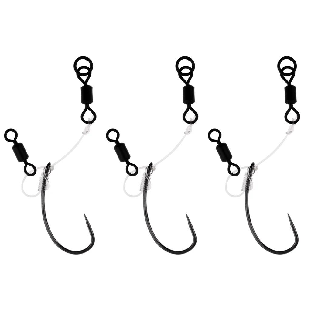

3Pcs Ready Tied Chod Rigs Barbed Carp Fishing Rigs Bait Screws Rolling Swivels Hooks Fishing Tools Accessories