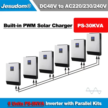 

PS 30KVA 24KW Solar Hybrid Inverter Built-in 6pcs *48V PWM Solar Charge Controller DC to 230VAC Converter with 60A AC Charger