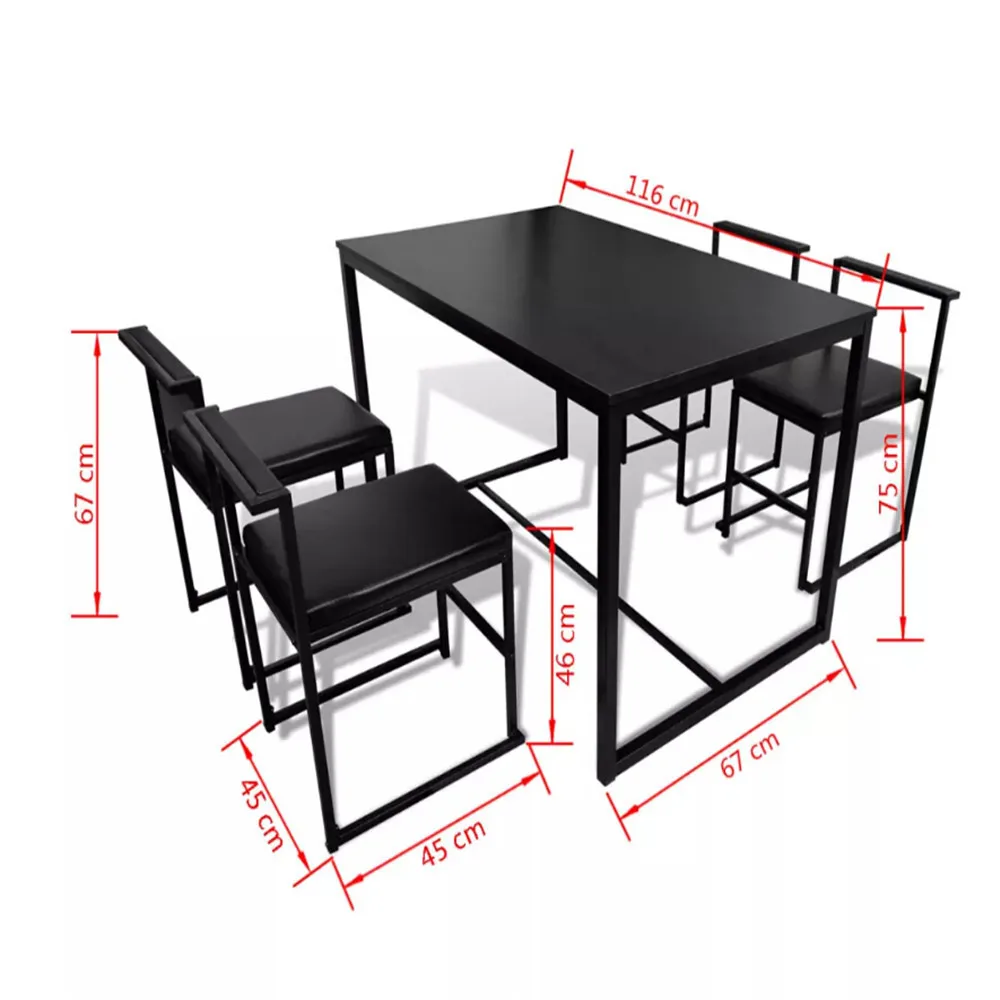 VidaXL 5 Pieces Dining Table Sets Classically Elegant MDF Dining Table And PVC Chairs With Iron Frames Home Furniture 244269 VidaXL 5 Pieces Dining Table Sets Classically Elegant MDF Dining Table And PVC Chairs With Iron Frames Home Furniture 244269