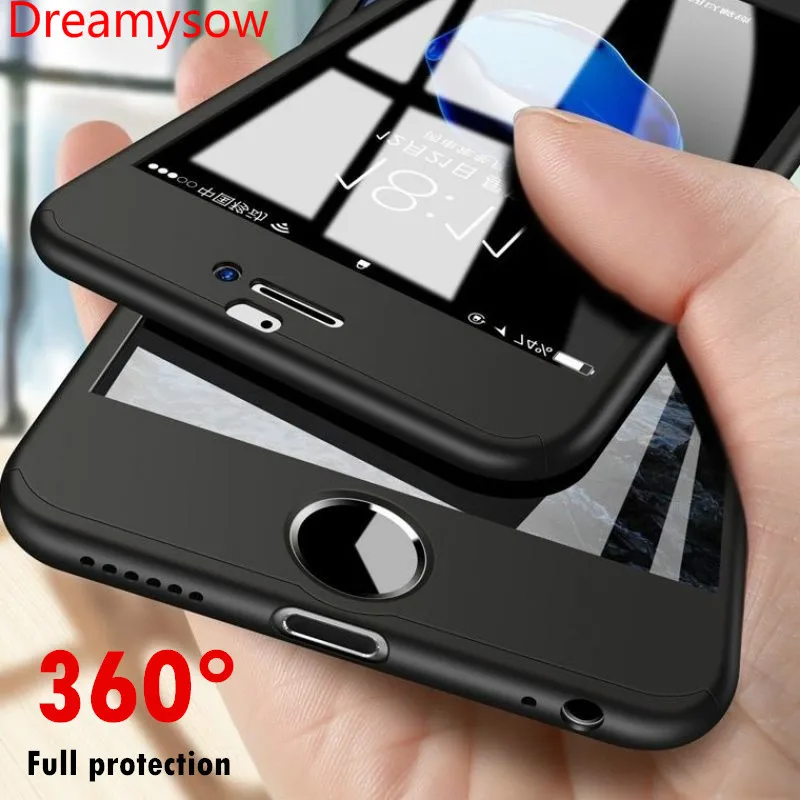 

Luxury 360 Degree Phone Case for iPhone 6 7 8 Plus Fundas Plastic Full Cover for iPhone X 10 XR XS MAX Cases Coque with Glass