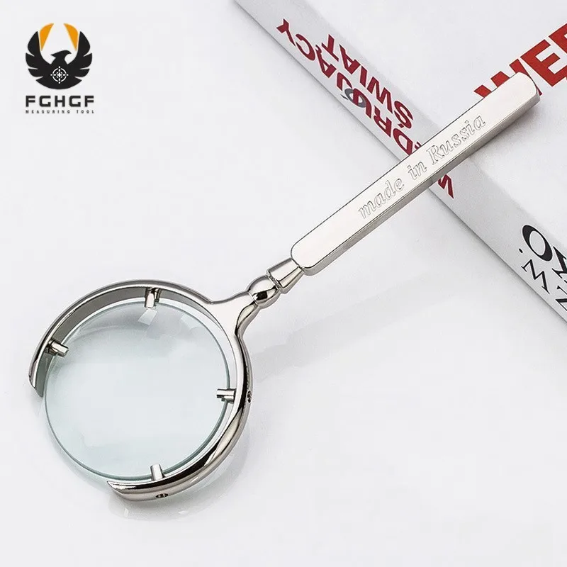 

FGHGF High Quality Stainless Magnifying Glass Glass Lens Antique Calligraphy And Painting 10 Times Reading Magnifying Glass