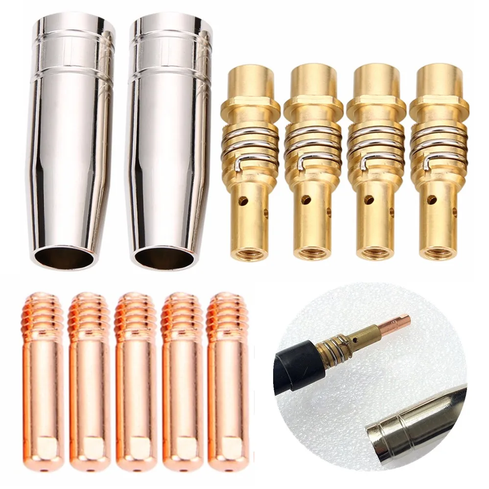 

11PCS Conical Nozzle High Quality MIG Welding Welder Torch Nozzles Contact Tip 0.04 Gas Diffuser Set Mayitr Welding Accessories