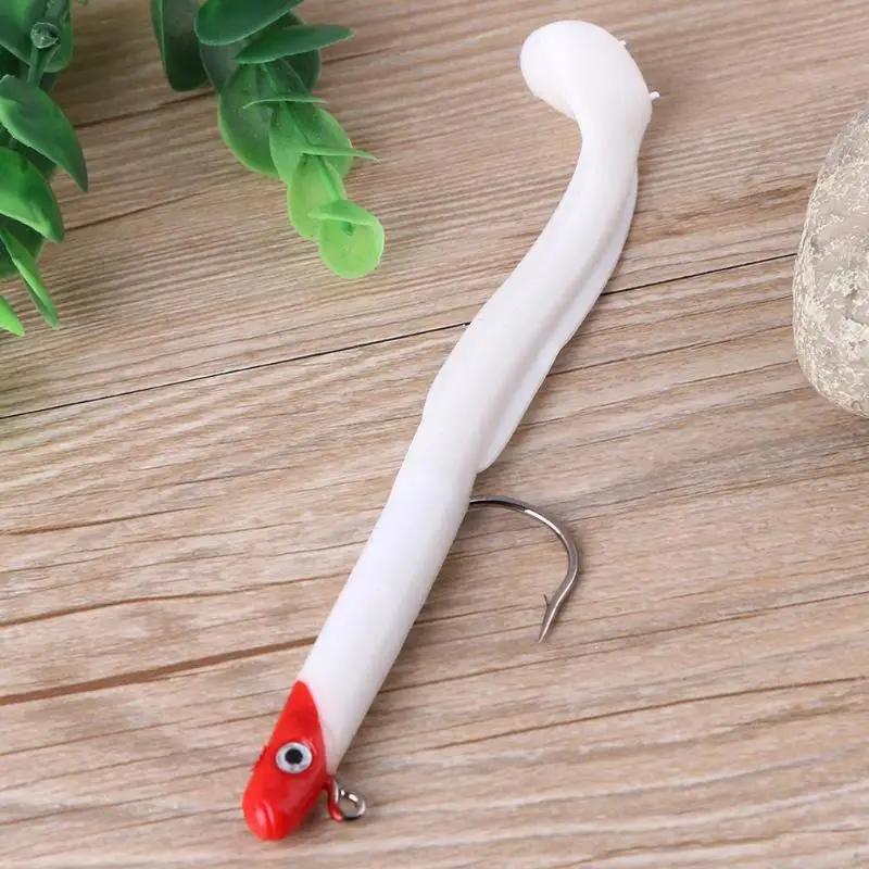 

New Outdoor Fishing Lure Lead Jig Head Bait Pesca 1pc 26g 15cm Soft Lure Baits Red Head White Body Eel Tackle Wobblers Lures