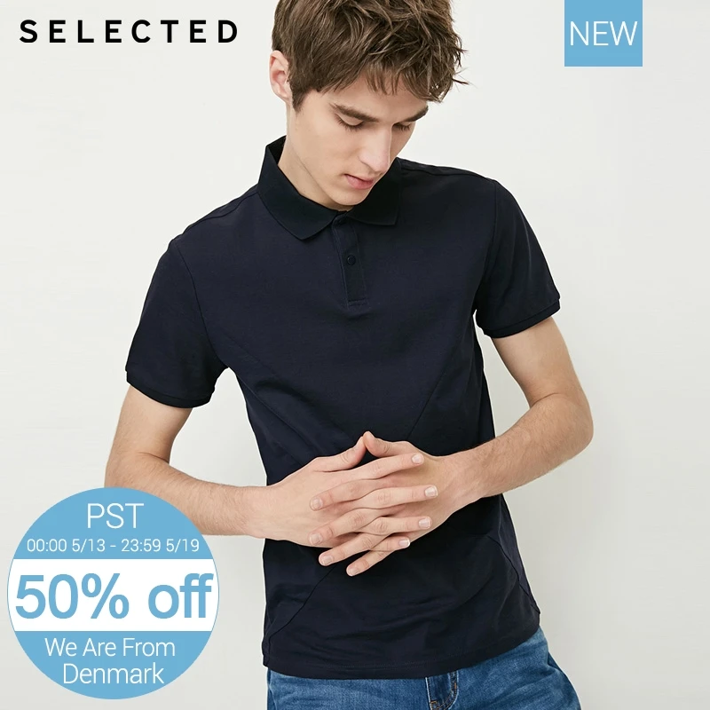 

SELECTED Men's Spring & Summer Pure Color Turn-down Collar Short-sleeved T-shirt S|41823Z502