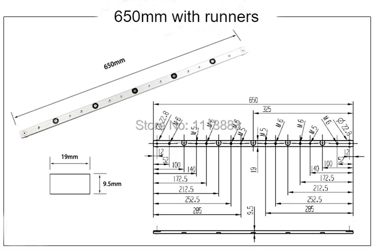 

NEW 650mm (25.5")Aluminium Miter Slider Bar