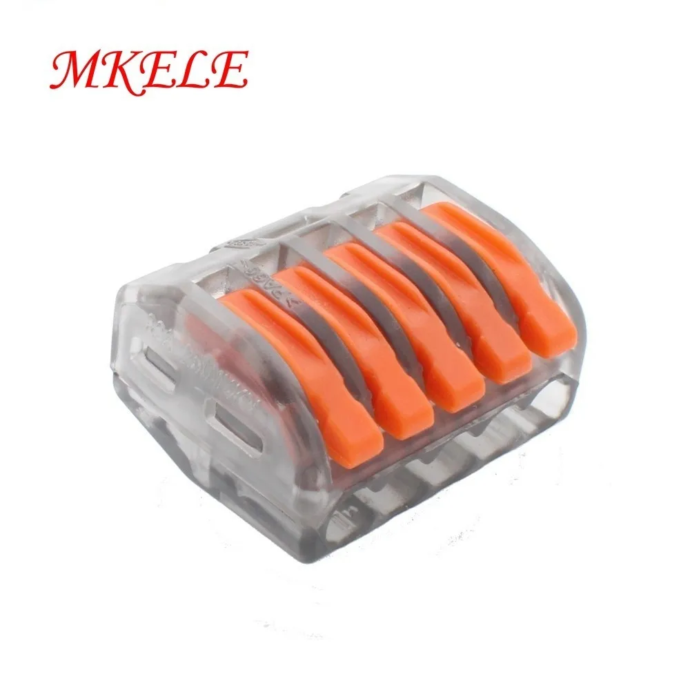 

5 Pin Mini Wire Connector Conductors Terminal Block 10pcs Transparent Universal Fast Wire Wiring Connector 32A MKELE