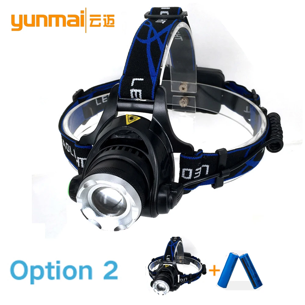 Перезаряжаемый налобный светильник с зумом 18650 светодиодный налобный фонарь Водонепроницаемый XM-L T6 2000LM налобный светильник для кемпинга рыбалки