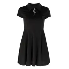 Rosetic готические мини-платья женские черные уличные панк на молнии летние консервативные стильные женские готические плиссированные повседневные платья-рубашки