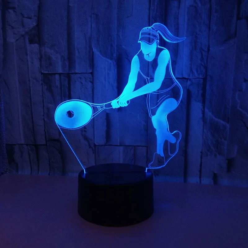 

YIMIA Tennis Player Model 3D LED Night Light Novelty Gifts 7 Colors LED Desk Table Touch Base USB Lamp Kids Gift