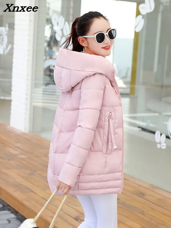 

New Light Warm Thin Hooded Plus Size Long Down Women Winter Coat Jacket 2018 Clothing for Mujer Overcoat Slim Solid Jacket