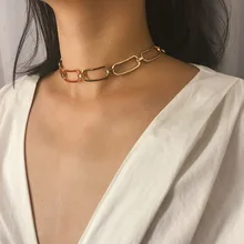 Kingdeng punk torques retro minimalista quadrado item camisola corrente personalidade geométrica oco corrente colar feminino gargantilha 2019