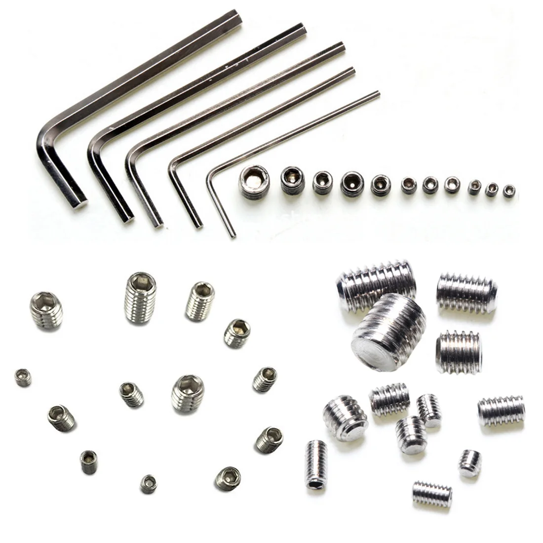 

Hot 240Pcs Stainless Steel Wood Screws Head Socket Hex Set Grub Screw Assortment Cup Point Assortment+5 pcs Wrench