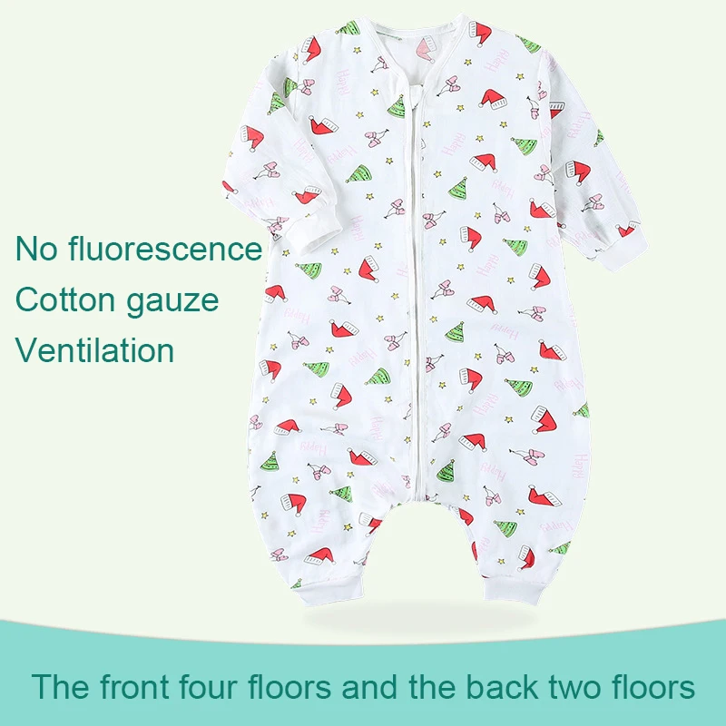 

Summer No fluorescence four floors 100% Cotton Breathing and sweating Summer split-leg sleeping bag gauze Bebe Sleepsacks